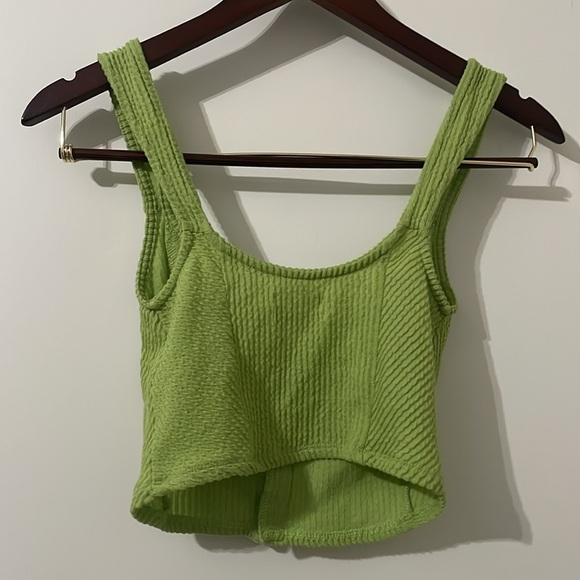 Urban Outfitters Lime Green Estella Textured Knit Crop Top Size S - Picture 3 of 10